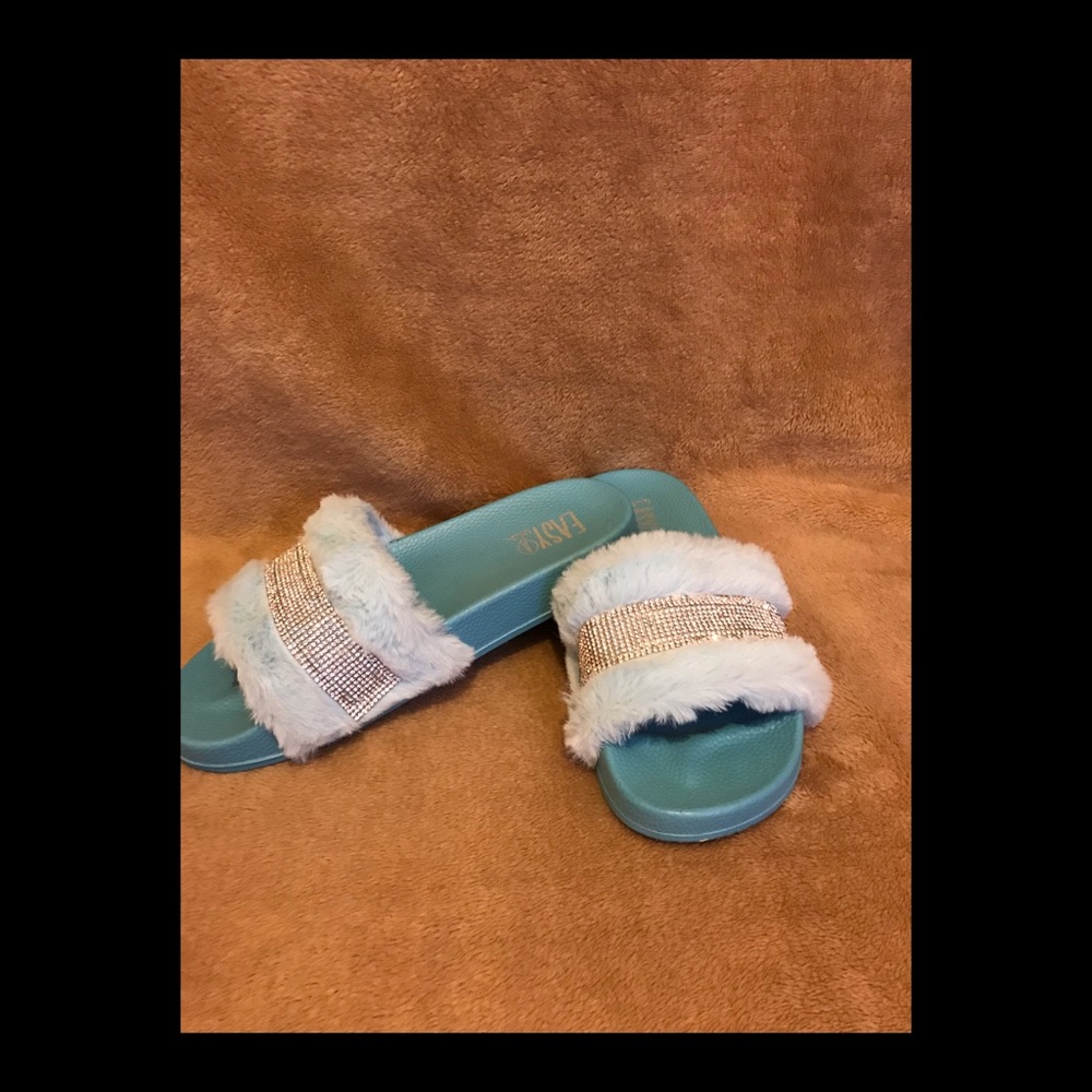 Light Blue, Fur Slides